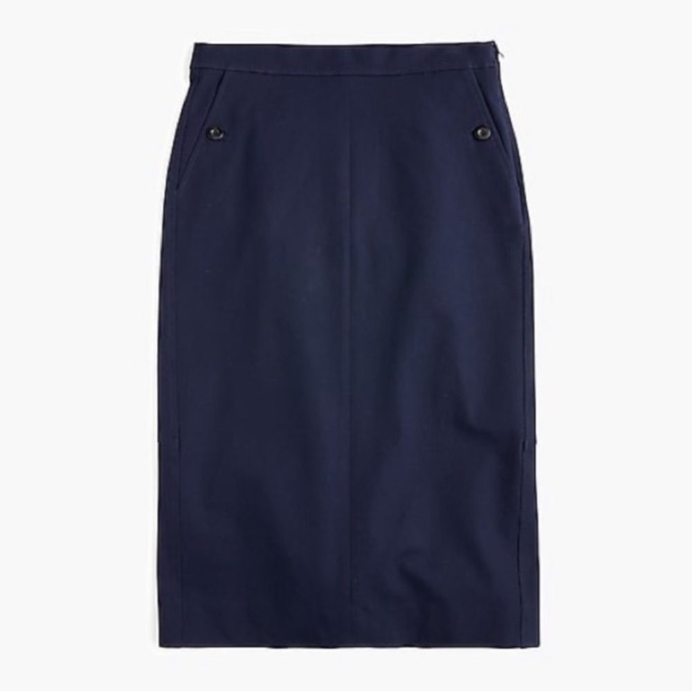 J. Crew blue ruffle back pencil skirt 365